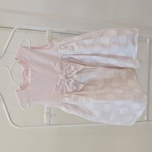 Elegant Pink Polka Dot Kids Dress with Bow